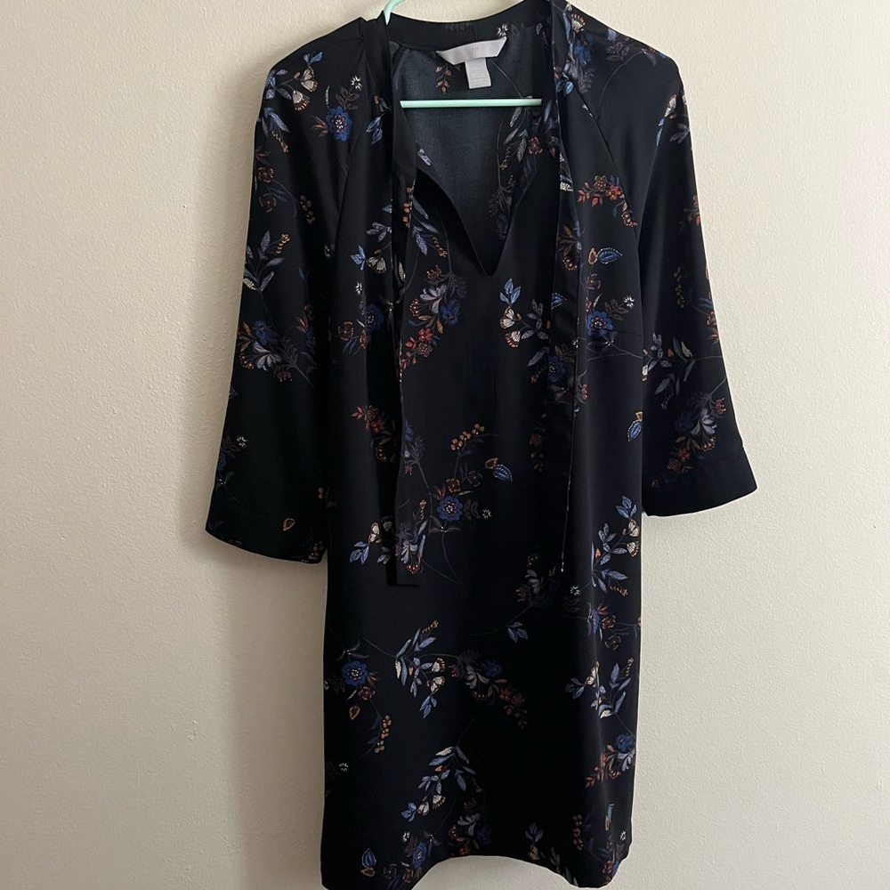 Floral Tie Neck Dress
